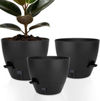 Self-Watering Plant Pots with Water Level Indicator, Drainage Holes & Saucers – by QRRICA