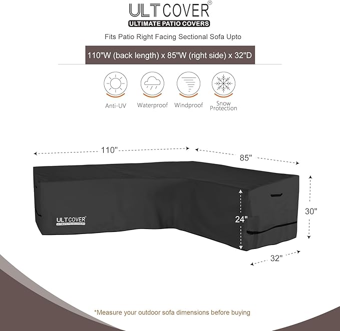 ULTCOVER Patio L-Shaped Right Facing Sofa Cover Waterproof - Image 2