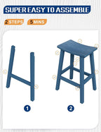 Weatherproof Bar Stools Set of 2, Saddle Seat, Bar Height Stools - Image 7