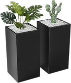 Metal Large Planter Box 15" L x 15" W x 30" H 2 Pack, Heavy Duty Tall Rectangle by Baotree