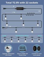 XMCOSY+ Smart Outdoor String Lights, 72.5Ft Patio Lights Waterproof, App Control - Image 7