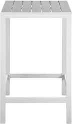 Modway Maine Aluminum Outdoor Patio Bar Table in White Light Gray - Image 2