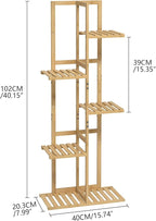 Laiensia Bamboo 5 Tier 6 Potted Plant Stand Rack Multiple Flower Pot Holder - Image 5