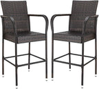 VINGLI Wicker Bar Stools Outdoor Set of 2, Outdoor Bar Height Chairs, Patio by VINGLI