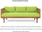 Merax Solid Acacia Wood Couch Chaise Lounge Chair Indoor, 3 Seater Daybed Sofa - Image 6