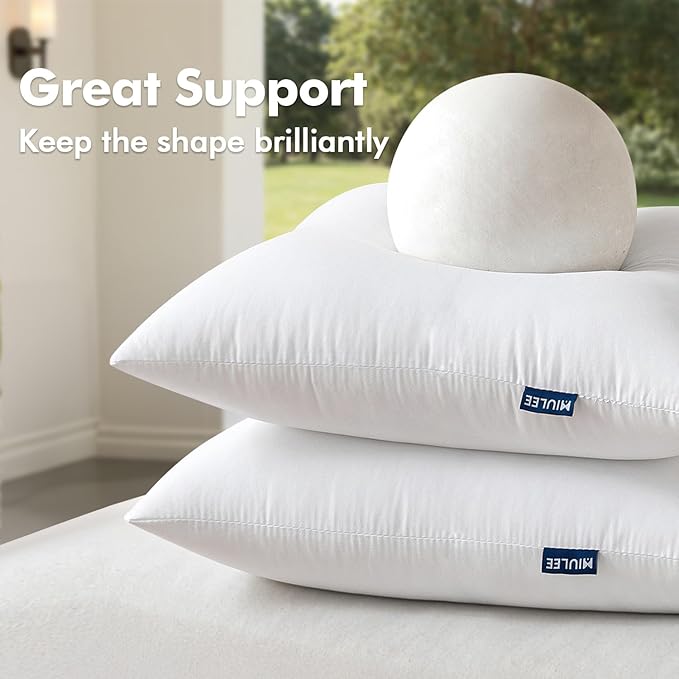 MIULEE Pack of 2 28x28 Outdoor Pillow Inserts, Outdoor Throw Pillows - Image 4