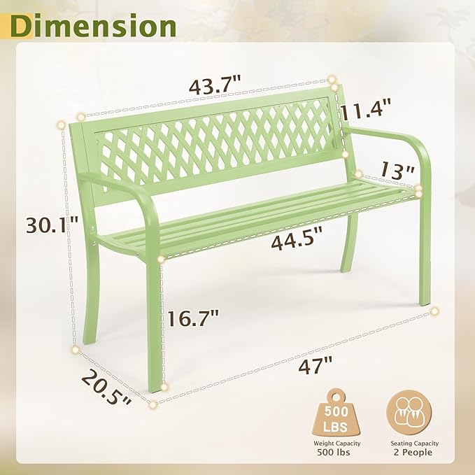 Outvita Outdoor Bench, Patio Bench - Image 3