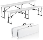 VEVOR Plastic Folding Bench, 6ft Portable Folding Bench, Smooth High Density by VEVOR