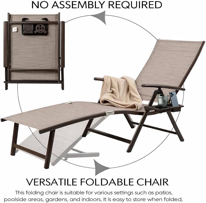 Kozyard Aluminum Outdoor Chaise Lounge Chair, Adjustable Reclining Patio Lounge - Image 5