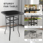 Outdoor Patio Bar Table, 31.5 Inch Tempered Glass Bistro High Top Table All - Image 5