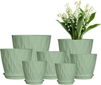 Plastic Plant Pots, 7/6.5/6/5.5/5/4.5/4 inch Flower Pots by LesOasis