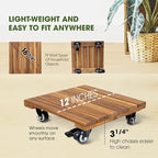 2pack Wood Plant Caddy With Wheels Heavy Duty, 264 Lbs Capacity, Upgraded 12 - Image 5