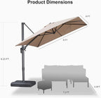 PURPLE LEAF Patio Umbrella 8' X 8' Rectangle Cantilever Umbrella Large Aluminum - Image 9