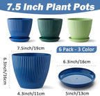 Plastic Plant Pots, 6 Pack 7.5 Inch Flower Pots - Image 2