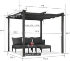 PURPLE LEAF 10' x 10' Aluminum Outdoor Pergola Wind-Resistant Retractable - Image 8