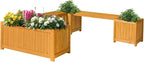 VINGLI Outdoor Wood Bench with Planter Boxes, 2-in-1 All-Weather Porch Bench by VINGLI