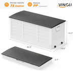 VINGLI 75 Gallon Collapsible Outdoor Storage Box, Simple-to-assemble Plastic - Image 4