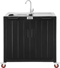 Outdoor Kitchen Island with Stainless Steel Sink and Storage Cabinet, 35-Inch by Idealforcook