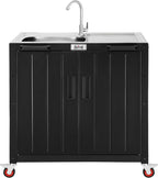 Outdoor Kitchen Island with Stainless Steel Sink and Storage Cabinet, 35-Inch by Idealforcook