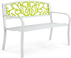 VINGLI Outdoor Bench for Patio Metal Garden Bench w/PVC Back Pattern by VINGLI
