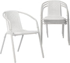 VINGLI PE Rattan Outdoor Dining Chairs Set of 4, Plastic Stackable Patio Chairs by VINGLI