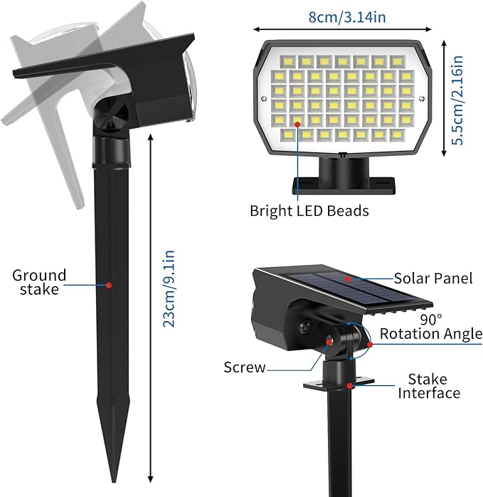 Solar Spot Lights Outdoor 2 Pack, Solar Landscape Spotlights Waterproof - Image 6