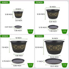 4 Pack 16 inch Plant Pots, Retro Pattern Planters - Image 4