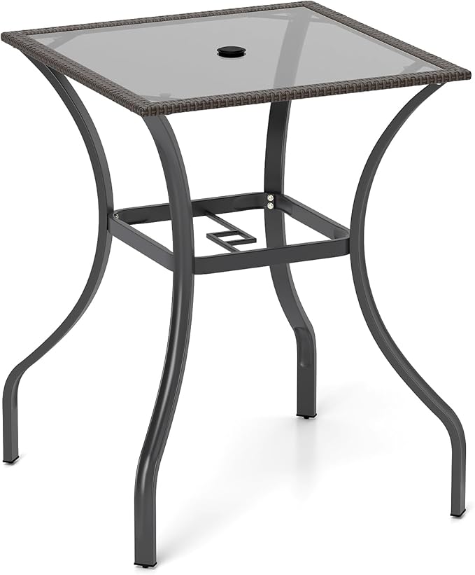 Tangkula Bistro Bar Table, 28.5" Square Bar Height Bistro Table w/ 2" Umbrella - Image 9