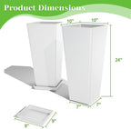 FENCY Set of 2 Tall Planters for Outdoor Plants, 24 Inch Large Tapered Pots - Image 3