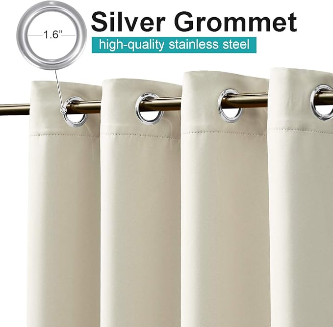 NICETOWN 2 Panels Weighted Patio Outdoor Curtains 95 inch Length, Home Fashion - Image 2