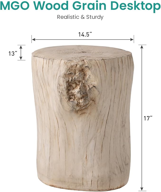 SUNBURY Stump Side Table, Concrete Side Table, Patio Faux Wooden End Table - Image 3