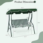 Porch Swing Outdoor, 3 Person Patio Swing w/Removable Cushion, Stand & - Image 8