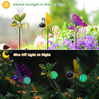 Garden Decor for Outside, Glow in The Dark Bee Lights Metal Yard Art, - Image 4