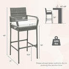 COSTWAY Wicker Bar Stools Set of 2, Patio Bar Height Chairs - Image 7