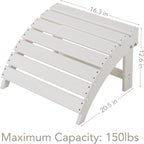 Sundale Outdoor Folding Plastic Adirondack Ottoman, All-Weather Adirondack - Image 3
