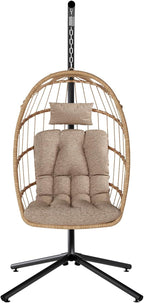 SWITTE Egg Chair Outdoor with Stand, Indoor Wicker Hanging Egg Swing Chair with - Image 8
