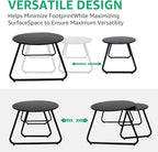 Patio Outdoor Coffee Table Set of 2, Weather Resistant Steel Round End Tables - Image 5