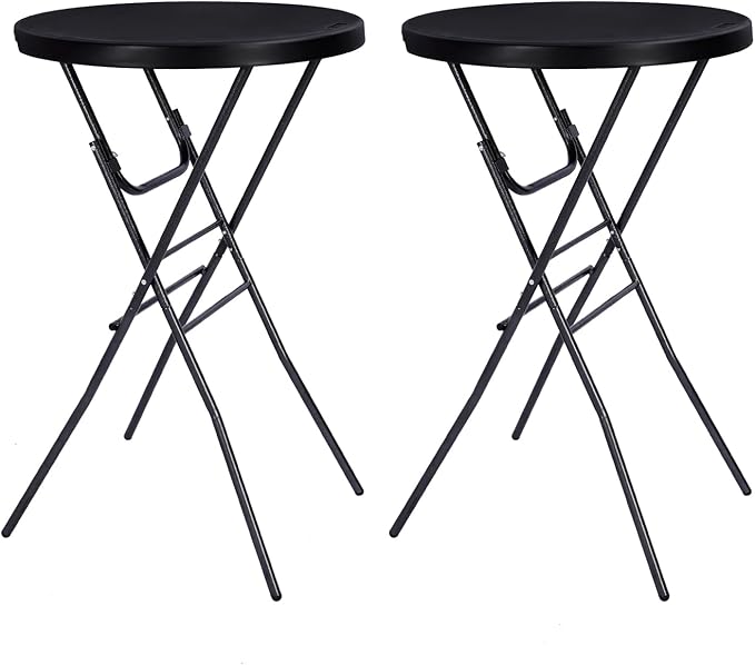 Cocktail Table 28in Folding Round High Top Indoor Outdoor by Home
