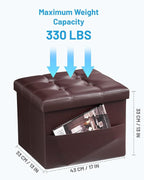 AmasSmile 2PC Storage Ottoman Folding Foot Rest Stool - Image 3