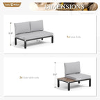 Sophia & William 3 Pieces Outdoor Patio Furniture Set, Metal Sectional Sofa Set - Image 7