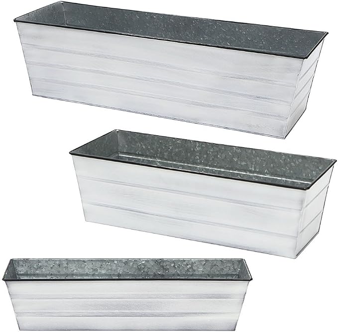 Achla Designs Galvanized Window Flower Box Planter-Cape Cod White-Small - Image 5