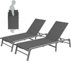 Kozyard 2-Pack Outdoor Lounge Chairs, Foldable Aluminum Frame Patio Chaise - Image 3