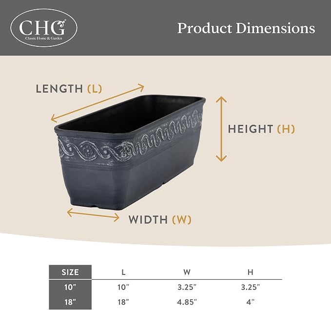 Classic Home and Garden Corinthian Trough Planter 10" Desert Tan - Image 5