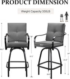 Patio Swivel Bar Stools, Outdoor Bar Height Swivel Chairs Set of 4 - Image 2
