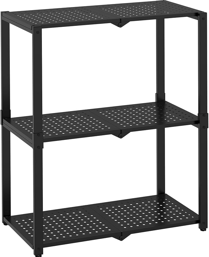 3-Shelf Storage Shelving Unit Metal Rack Heavy-Duty 28"x13.5"x33.5" by GLEAMMUSICSPORTS