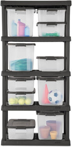 Sterilite 18-Pack Plastic Storage Bins w/ Lids, Shelf Totes Clear Containers - Image 8