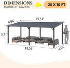 AECOJOY 10' x 20' Outdoor Hardtop Metal Gazebo - Image 4