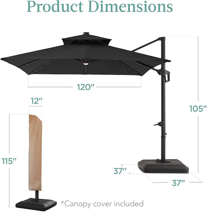 Best Choice Products 10x10ft Cantilever Patio Umbrella w/Base Included - Image 7