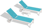 PURPLE LEAF Outdoor Lounge Chairs Set of 2 White Aluminum Chaise Lounge Chair - Image 9