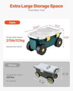 VEVOR Garden Scooter with Seat, 2 in 1 Rolling Garden Cart with Storage Bin - Image 4